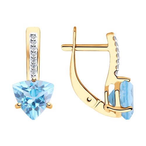 Серьги Diamant - Золото 585, Топаз, Фианит (арт. 51-320-00291-1)