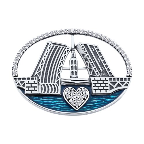 Брошь Diamant - Серебро 925, Фианит, Эмаль (арт. 95-140-02306-1)