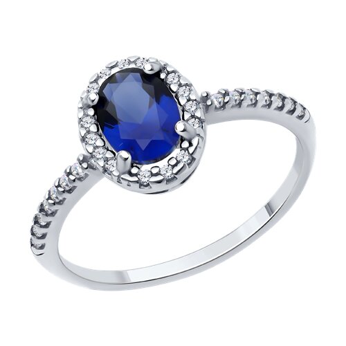 Кольцо SOKOLOV - Серебро 925, Синтетический сапфир , Фианит (арт. 88010075)