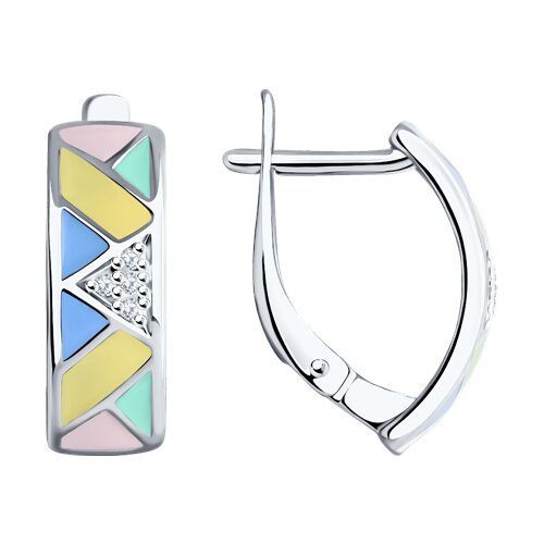 Серьги SOKOLOV - Серебро 925, Фианит, Эмаль (арт. 94022283)