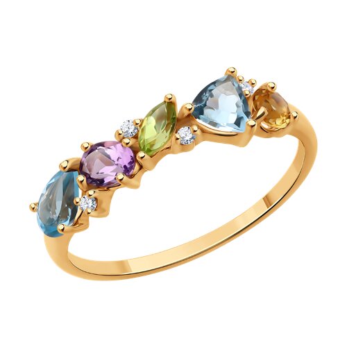 Кольцо Diamant - Золото 585, Аметист, Топаз, Фианит, Хризолит, Цитрин (арт. 51-310-02408-1)