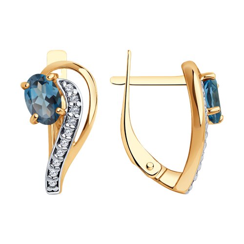 Серьги SOKOLOV - Серебро 925, Топаз лондон, Фианит (арт. 92022772)