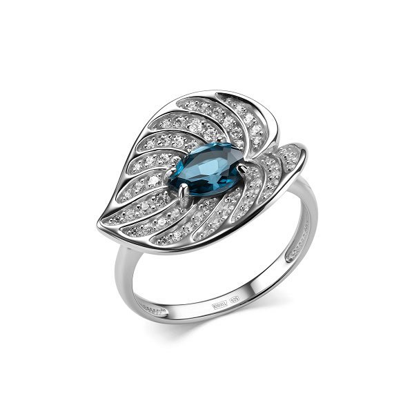 Кольцо Дар - Серебро 925, Топаз лондон, Фианит (арт. К-5169рс41100)