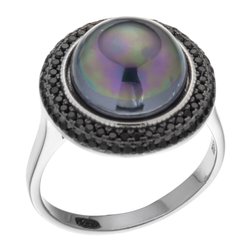 Кольцо Мастер Клио - Серебро 925, Жемчуг синтетический, Фианит (арт. 24К158361)