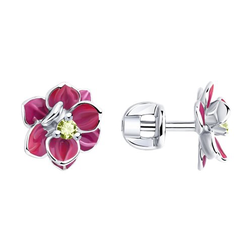 Серьги SOKOLOV - Серебро 925, Фианит, Эмаль (арт. 94023338)