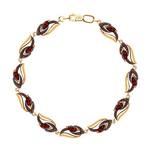 Браслет SOKOLOV - Золото 585, Гранат, Фианит (арт. 750253)