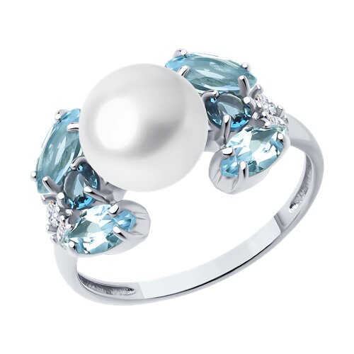 Кольцо SOKOLOV - Серебро 925, Жемчуг культивированный, Топаз, Фианит (арт. 92014211)