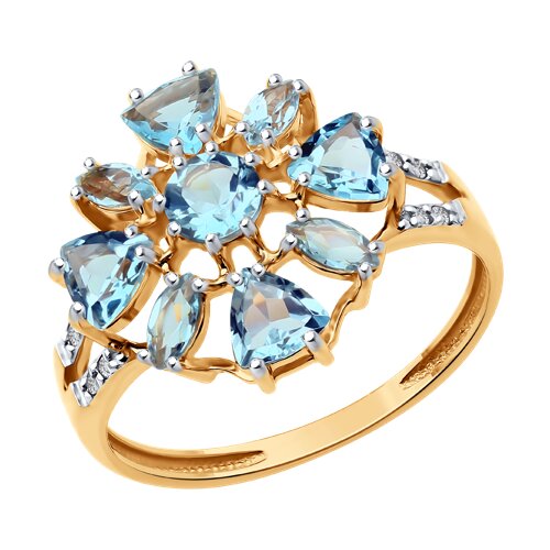Кольцо Diamant - Золото 585, Топаз, Фианит (арт. 51-310-02436-1)