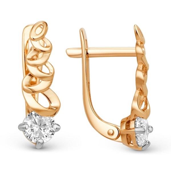 Серьги ЮФ Династия - Золото 585, Фианит (арт. 014442-1102)