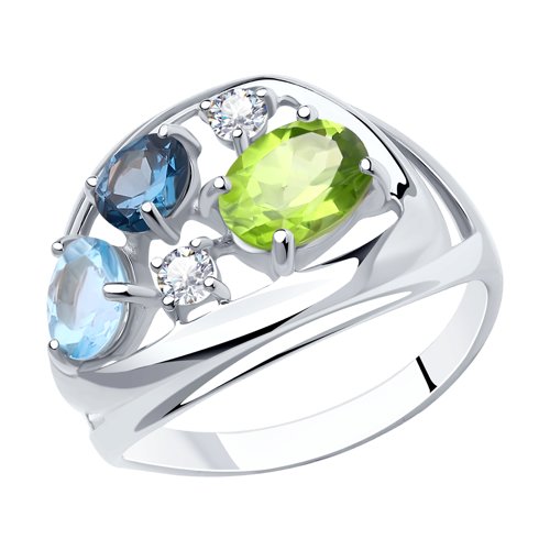Кольцо Diamant - Серебро 925, Топаз, Топаз лондон, Фианит, Хризолит (арт. 94-310-00660-1)