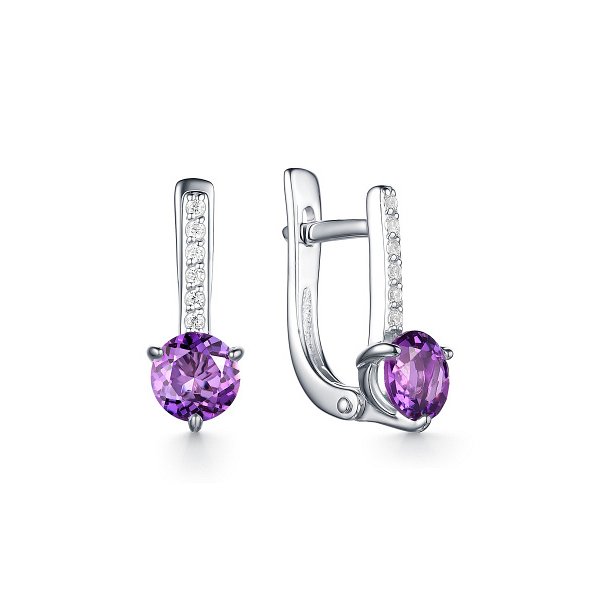 Серьги Дар - Серебро 925, Аметист, Фианит (арт. С-3776рс40100)