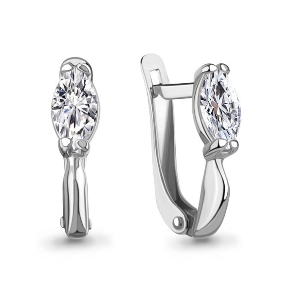 Серьги Аквамарин - Серебро 925, Фианит (арт. 400370.5)