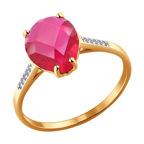 Кольцо SOKOLOV - Золото 375, Синтетический рубин, Фианит (арт. 37714102)