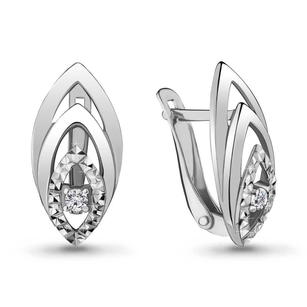 Серьги Аквамарин - Серебро 925, Фианит (арт. 48032А.5)