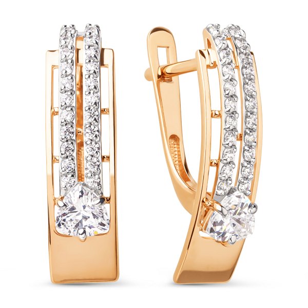 Серьги ЮФ Династия - Золото 585, Фианит (арт. 025622-1102)