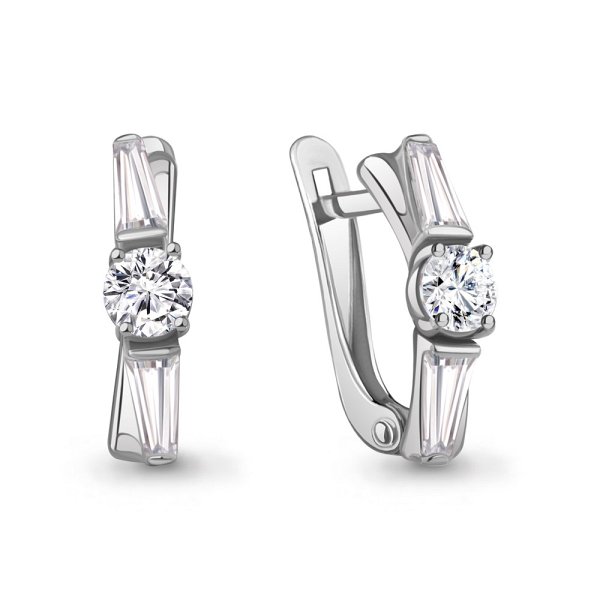 Серьги Аквамарин - Серебро 925, Фианит (арт. 400262А.5)