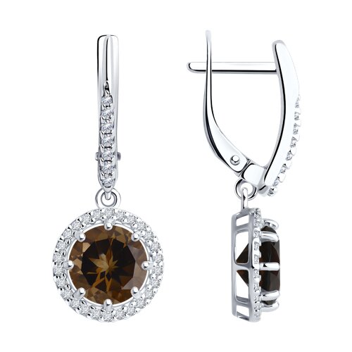 Серьги Diamant - Серебро 925, Раухтопаз, Фианит (арт. 94-321-02052-4)