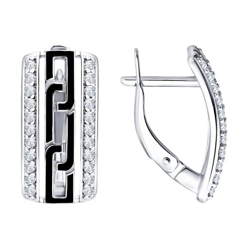 Серьги Diamant - Серебро 925, Фианит, Эмаль (арт. 94-120-00247-1)