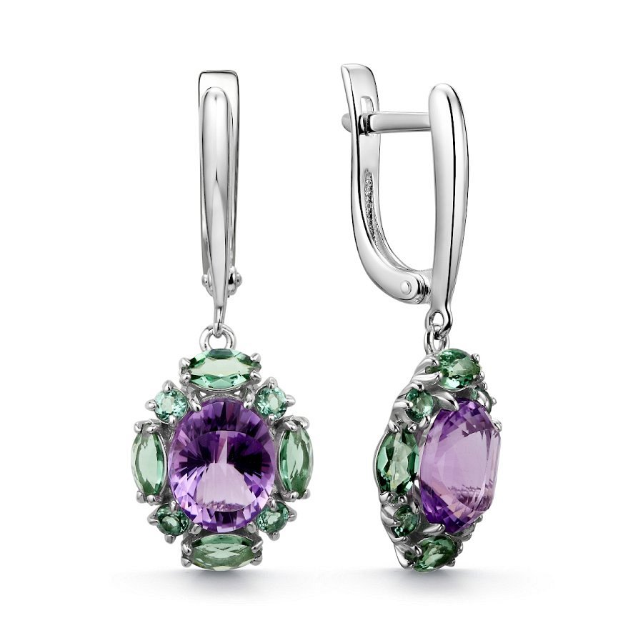 Серьги Дар - Серебро 925, Аметист, Празиолит (арт. С-5261рс4011200)
