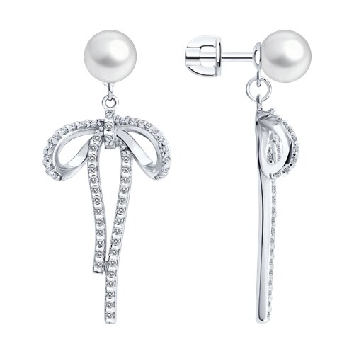 Серьги SOKOLOV - Серебро 925, Жемчуг имитация, Фианит (арт. 94027574)