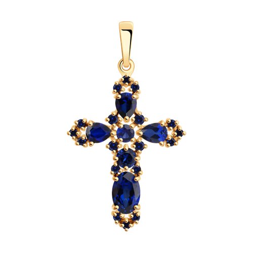 Подвеска SOKOLOV - Золото 585, Синтетический сапфир (арт. 732002)