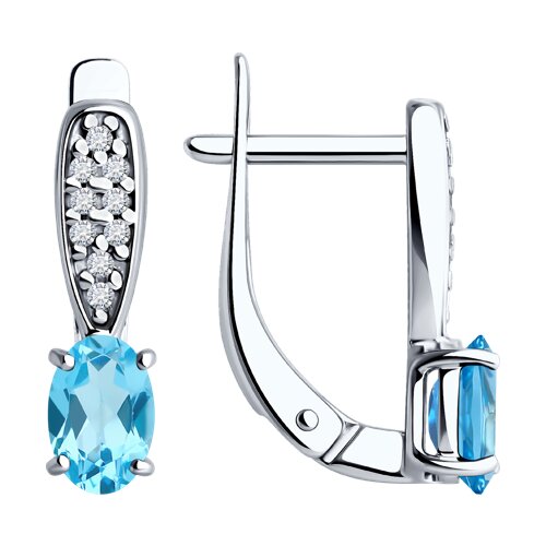 Серьги Diamant - Серебро 925, Топаз, Фианит (арт. 94-320-00176-1)