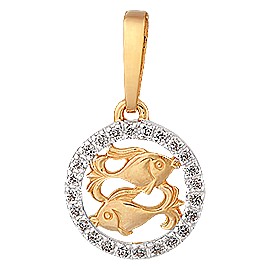 Подвеска Мастер - Золото 585, Фианит (арт. П10649 рыбы)