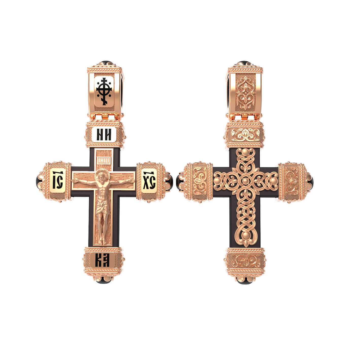 Подвеска Ювелирный дом VIOLET - Золото 585, Оникс, Эбеновое дерево, Эмаль (арт. 16-КА-КС3206-Э-101)