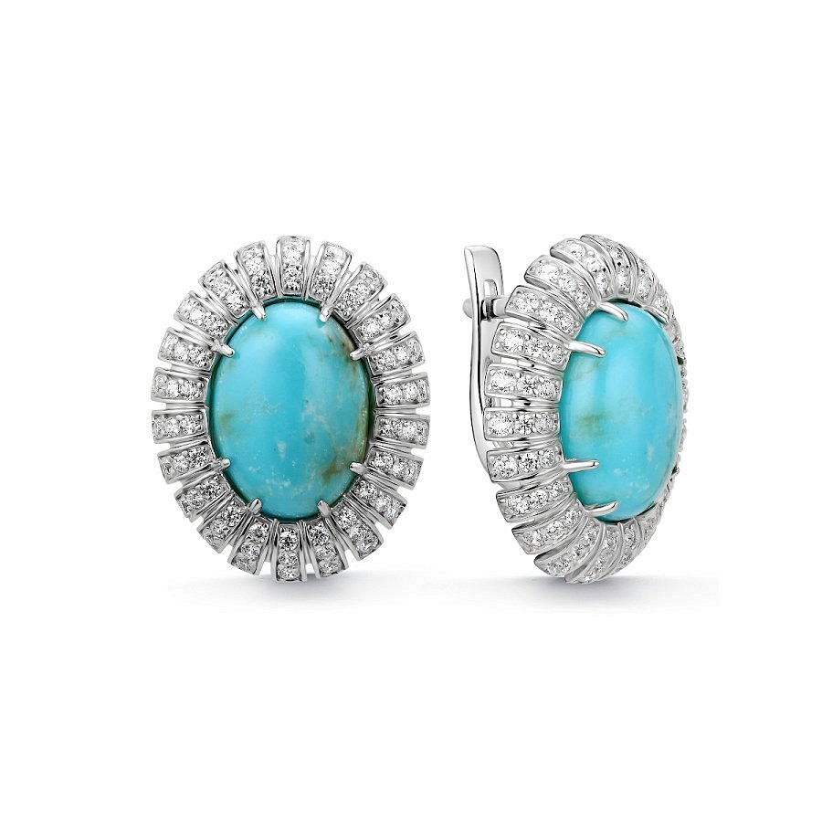 Серьги Дар - Серебро 925, Бирюза, Фианит (арт. С-5050рк43800)