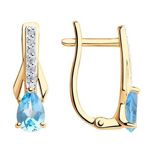 Серьги SOKOLOV - Золото 375, Топаз, Фианит (арт. 37725956)