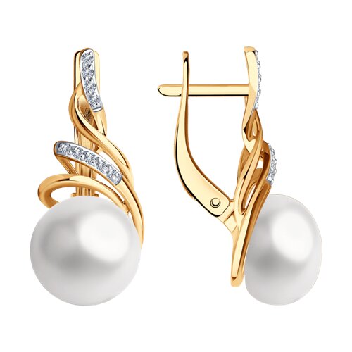 Серьги SOKOLOV - Золото 585, Жемчуг культивированный, Фианит (арт. 792361)