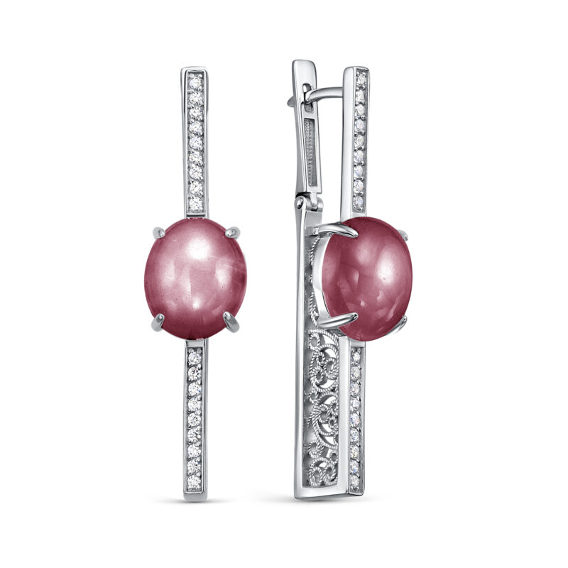 Серьги Кабаровских - Серебро 925, Улексит, Фианит (арт. 12-579-24489)