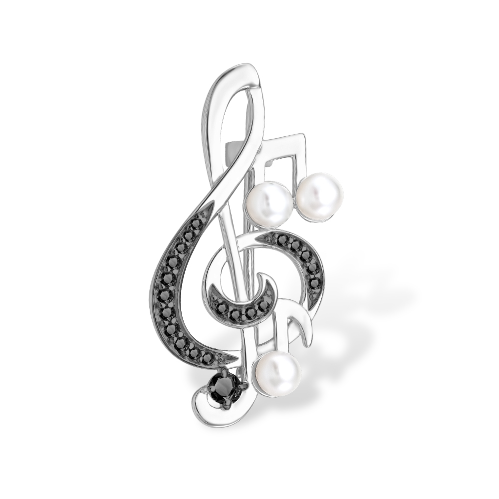 Брошь EFREMOV - Серебро 925, Жемчуг имитация, Фианит (арт. 15610611786-12)