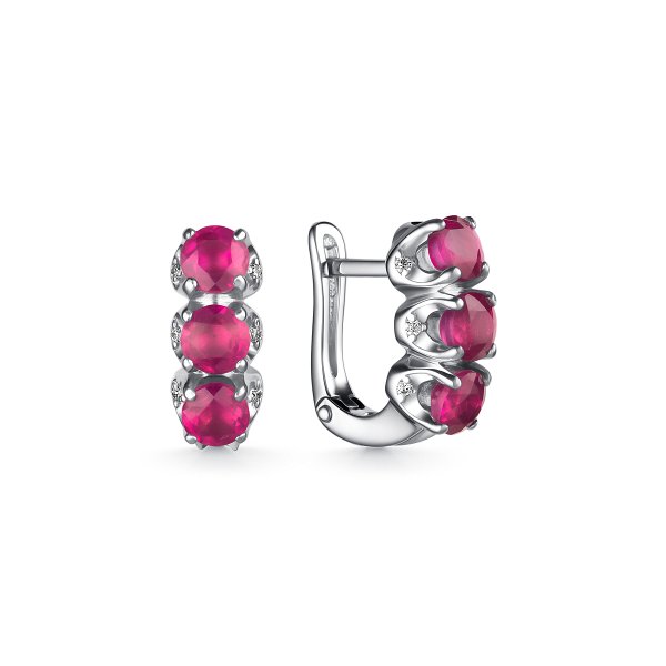 Серьги Дар - Серебро 925, Рубин, Фианит (арт. С-4003рс111500)