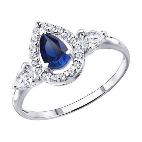 Кольцо SOKOLOV - Серебро 925, Фианит, Сапфир (арт. 62010028)