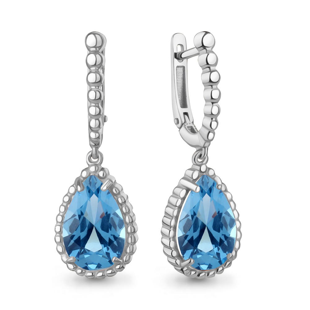 Серьги Аквамарин - Серебро 925, Синтетический топаз (арт. 45016192.5)