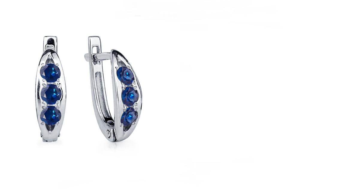 Серьги Platinum Lab. - Платина 950, Сапфир (арт. ПС-043С-01)