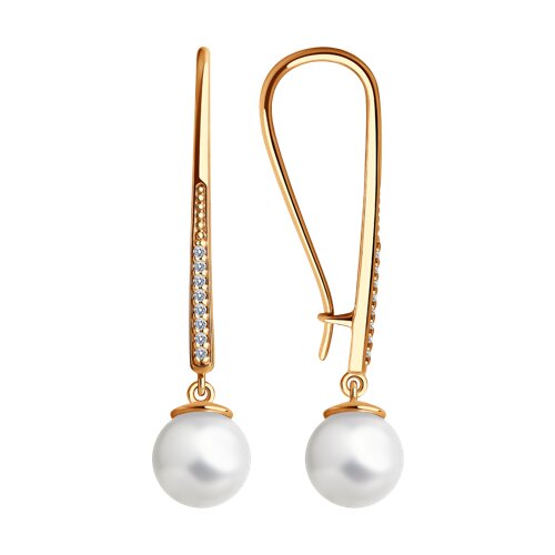 Серьги SOKOLOV - Серебро 925, Жемчуг синтетический, Фианит (арт. 93021189)