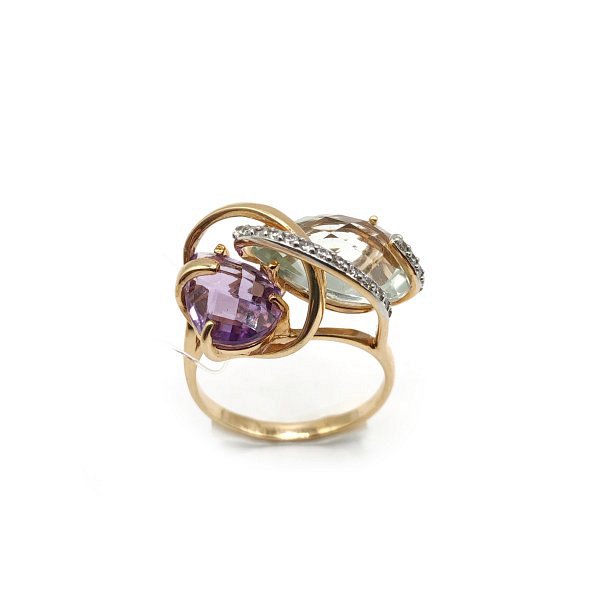 Кольцо Александра - Золото 585, Аметист, Фианит (арт. кл1053-23)