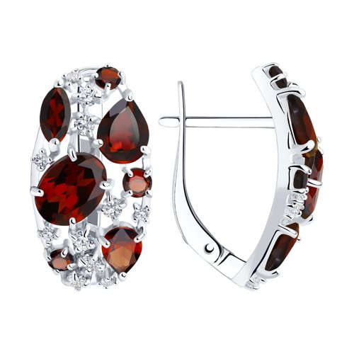 Серьги SOKOLOV - Серебро 925, Гранат, Фианит (арт. 92020172)
