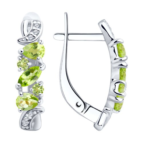 Серьги SOKOLOV - Серебро 925, Фианит, Хризолит (арт. 92021780)