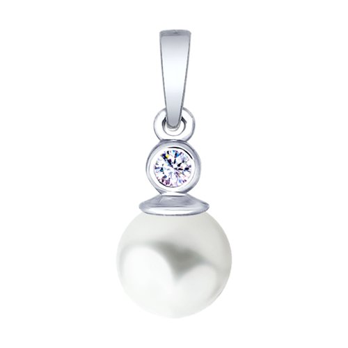 Подвеска SOKOLOV - Серебро 925, Жемчуг имитация, Фианит (арт. 94032054)