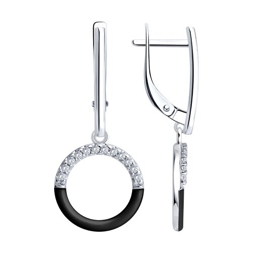 Серьги Diamant - Серебро 925, Фианит, Эмаль (арт. 94-121-00241-2)