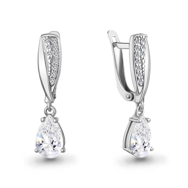 Серьги Аквамарин - Серебро 925, Фианит (арт. 400742А.5)