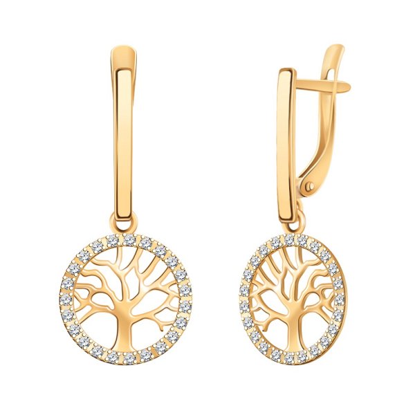 Серьги Атолл - Золото 585, Фианит (арт. 21138)