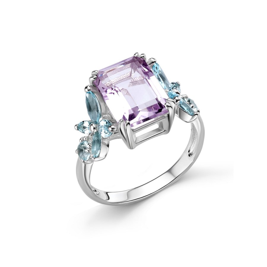 Кольцо Дар - Серебро 925, Аметист, Топаз (арт. Кэ-0085рс415902)