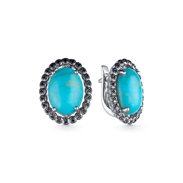 Серьги Дар - Серебро 925, Бирюза, Фианит (арт. С-3231рчк438216)