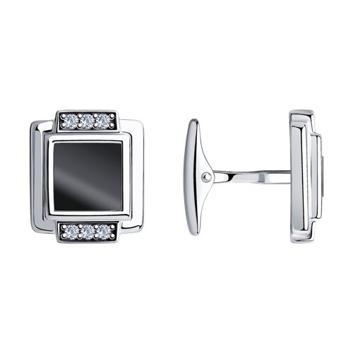 Запонки Diamant - Серебро 925, Синтетическая шпинель, Фианит (арт. 94-160-00365-1)