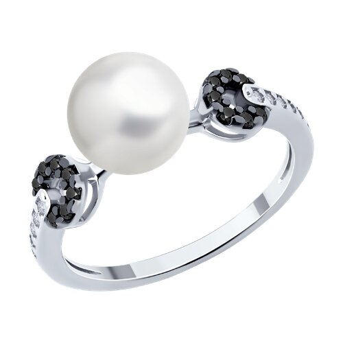 Кольцо SOKOLOV - Серебро 925, Жемчуг имитация, Фианит (арт. 94014416)