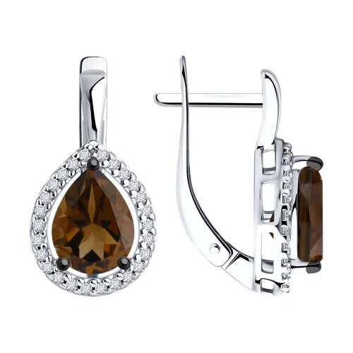 Серьги Diamant - Серебро 925, Раухтопаз, Фианит (арт. 94-320-02047-2)